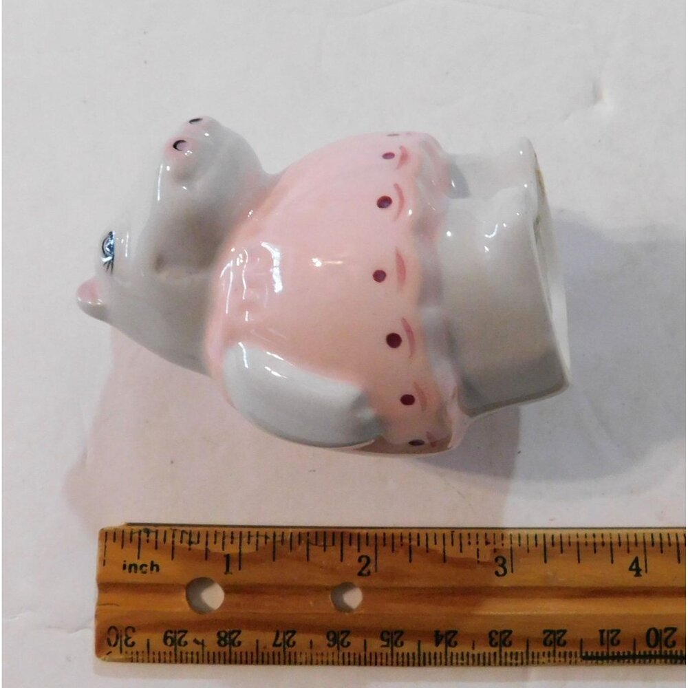 Clay Art Fat Chance Salt Pepper Shakers Hippo on the Scale 7565 Vintage 1992 - Picture 8 of 11